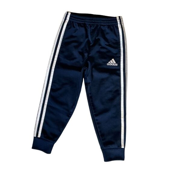 Adidas Kids 3-Stripe Joggers Size 4 Blue with White Stripes Pockets Pull-On - Picture 3 of 6
